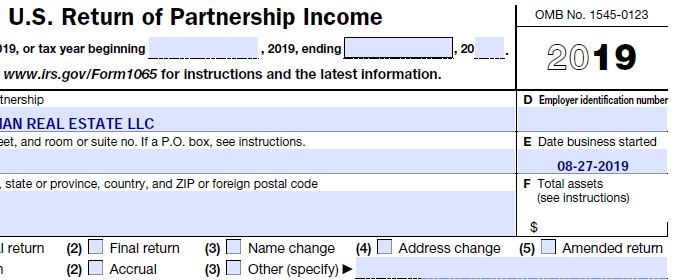 Item F Form 1065-when are you required to fill it out