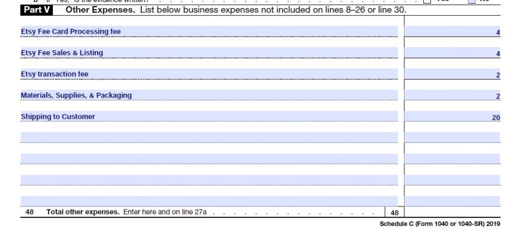 where to enter contractor expenses on schedule c