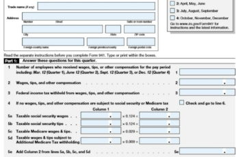 2020 Form 941 Emplyer's Quarterly Tax Return-Part 1 Line to 5-Step5