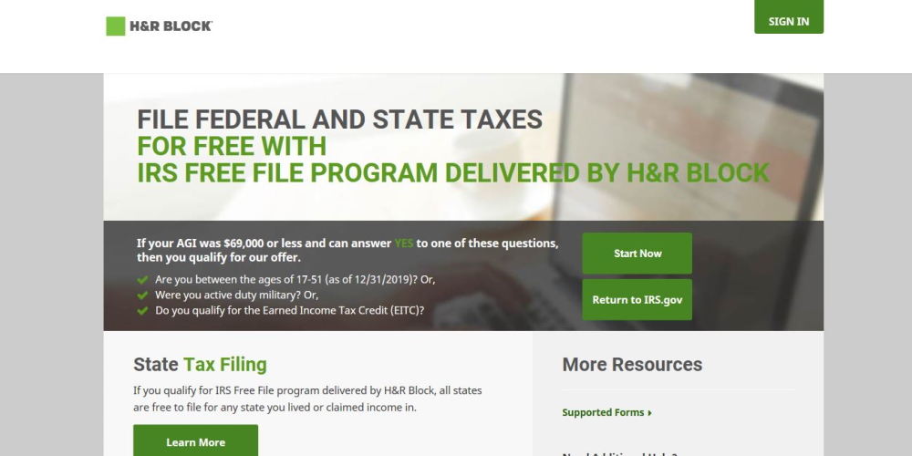 HRBlock - Free File Form 1040 Yourself for COVID-19 Payments