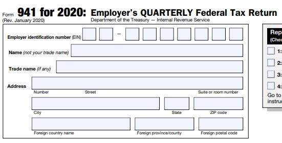 2020-Form 941 Employer’s Quarterly Federal Tax Return – Part 3 Business