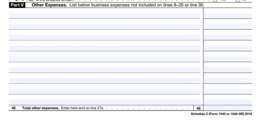 Report Credit Card Interest on Schedule C Part V Other Expenses