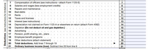 2019 Form 1120S - Deductions - Line 7 to 21 - 11-2-20