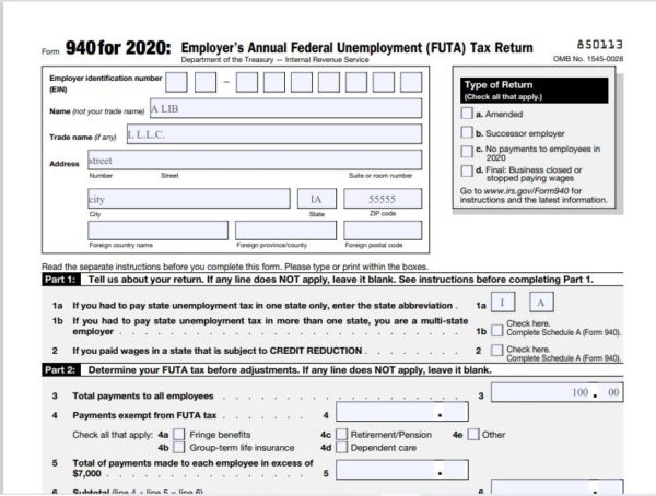 How to Complete 2020 Form 940 FUTA Tax Return – Nina's Soap