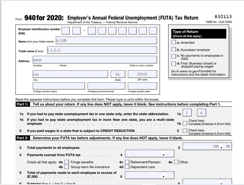 How to Complete 2020 Form 940 FUTA Tax Return Nina's Soap