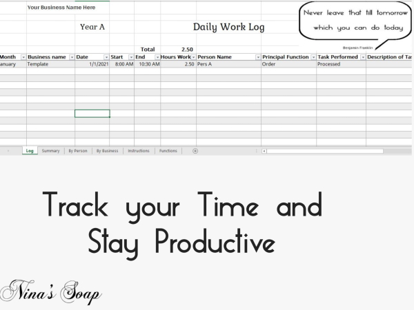 Daily Work Activity Log Excel Template