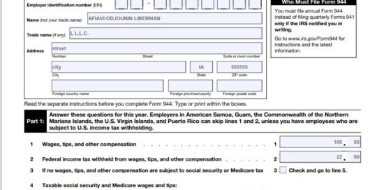 How to Complete Form 944 for 2020 - Employer's Annual Federal Tax Return