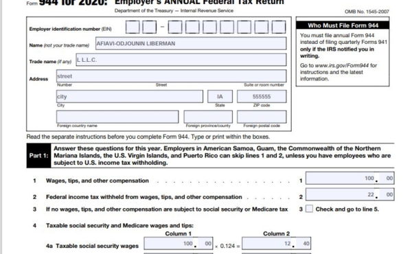 How to Complete Form 944 for 2020 - Employer's Annual Federal Tax Return