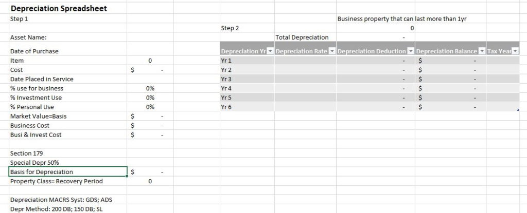 Depreciation Spreadsheet-Free Download