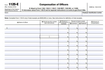 Form 1125-E Compensation fo Officers-2020 Form 1120S