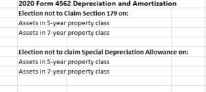 Form 4562 Depreciation and Amortization Election not to claim