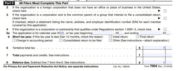 Form 7004 For Form 1120S – Nina's Soap