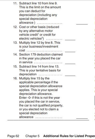 Depreciation worksheet for car