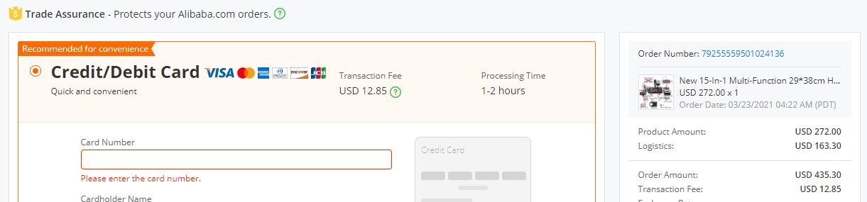 3 Alibaba.com Payment Page
