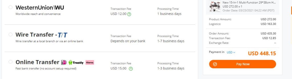 Alibaba.com Payment Page