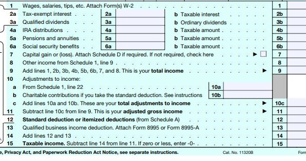 AGI on IRS Form 1040 for 2020