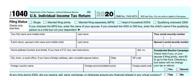 IRS 2020 Form 1040
