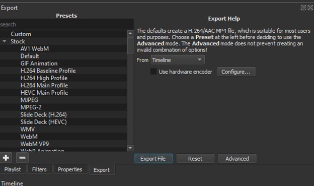 33-Export timeline