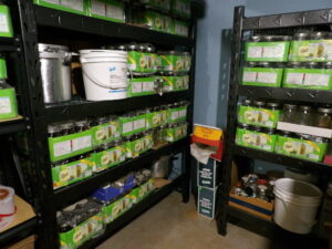 Heavy duty Gladiator shelves to store canning jars