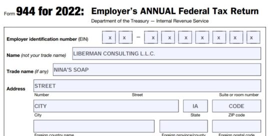 1-2022 Form 944 Employer Annual Federal Tax Return