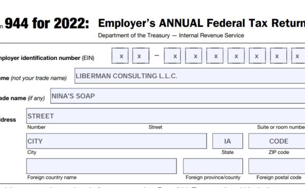 1-2022 Form 944 Employer Annual Federal Tax Return
