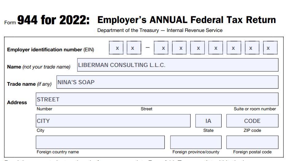 1-2022 Form 944 Employer Annual Federal Tax Return