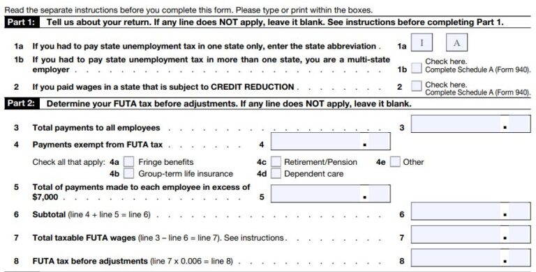 How To Fill Out Irs Form 940 For 2022 Employer’s Annual Federal 