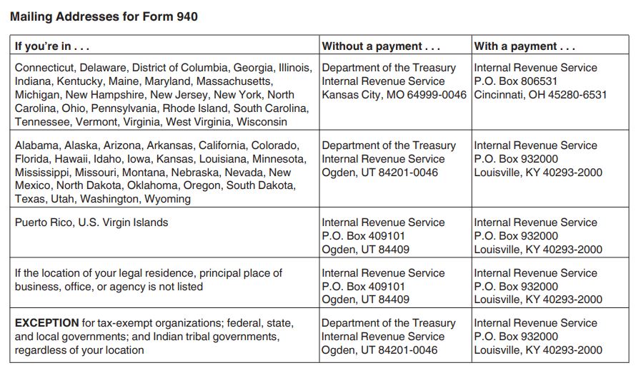 3 where to mail form 940 for 2022