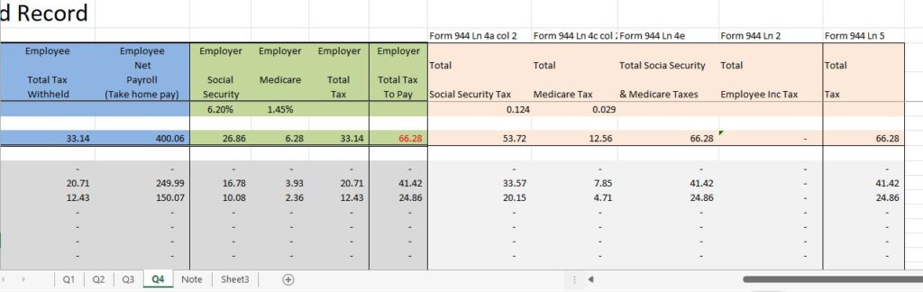 4 Free Payroll spreadsheet