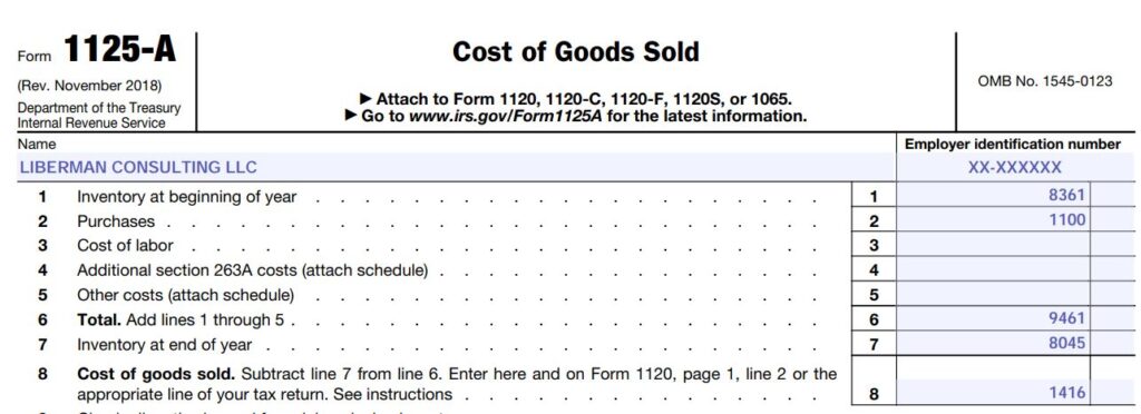 How to fill out Form 1125-A for 2022