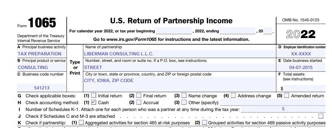 1-How to fill out form1065 for 2022 business information