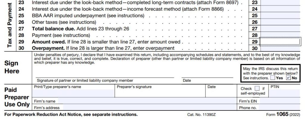 10-2022 Form 1065 Page 1 Sign here