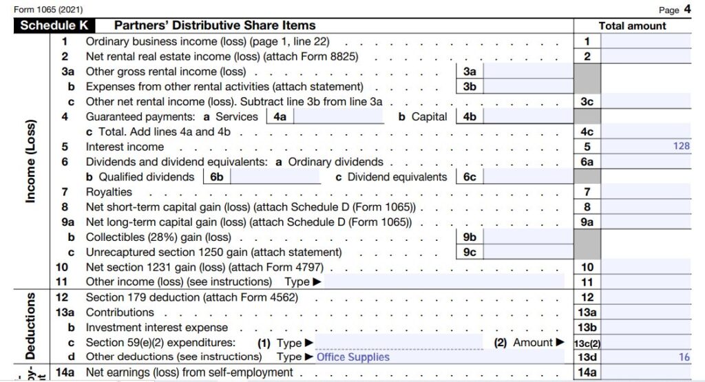 16-Form 1065 for Portfolio Income Example