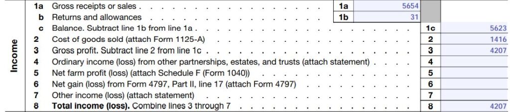 8-2022 Form 1065 Page 1 Income