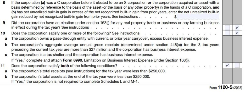 8-2022 Form 1120S Schedule B