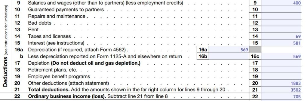 9-2022 Form 1065 Page 1 Deductions