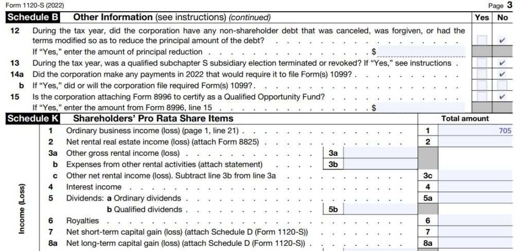 9-2022 Form 1120S Schedule K