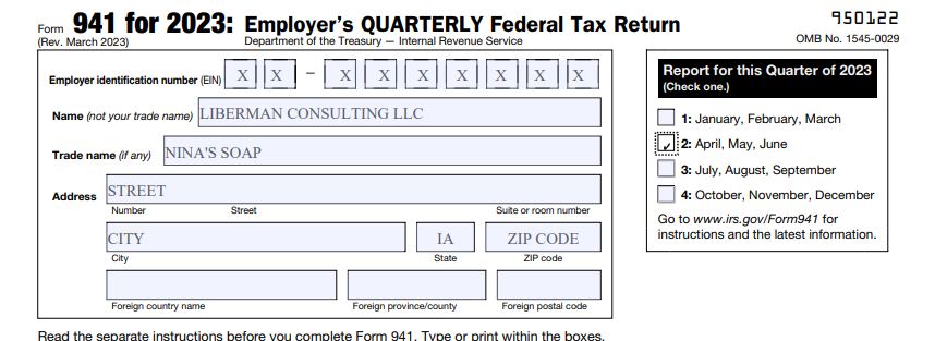 How to fill out Form 941 for 2023 Q2 Employer Quarterly Federal Employment Tax Return
