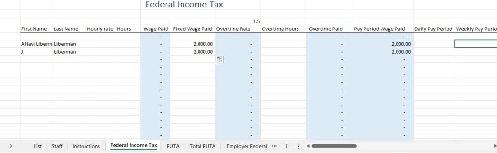 5-Federal income tax calculation-Wages paid