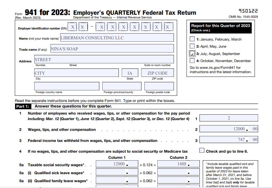 How to fill out Form 941 for 2023 Q3 Employer Quarterly Federal Employment Tax Return