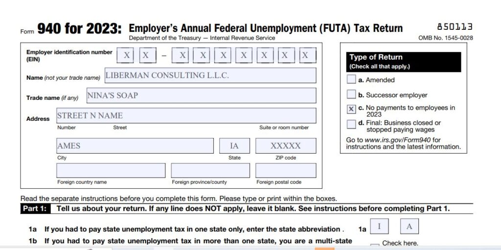 1-How to fill out IRS Form 940 with $0 Wages in 2023