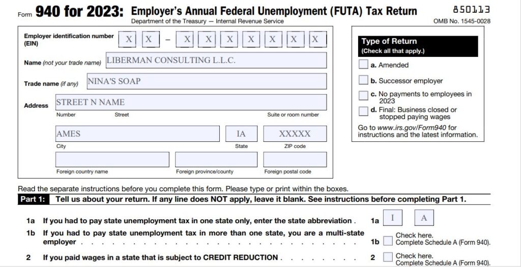 5-How to fill out IRS form 940 for 2023