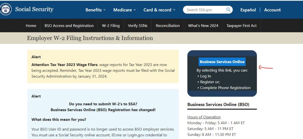 4 How to register with SSA for 2023 W2 Filing