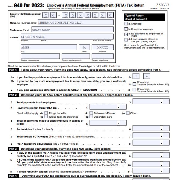 Do I need to file Form 940 if I have no employees 4 Nina's Soap
