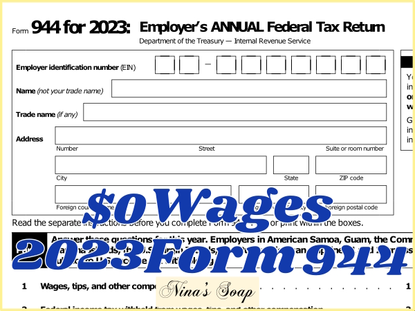 how to fill out form for 944 for 2023 with 0 wages