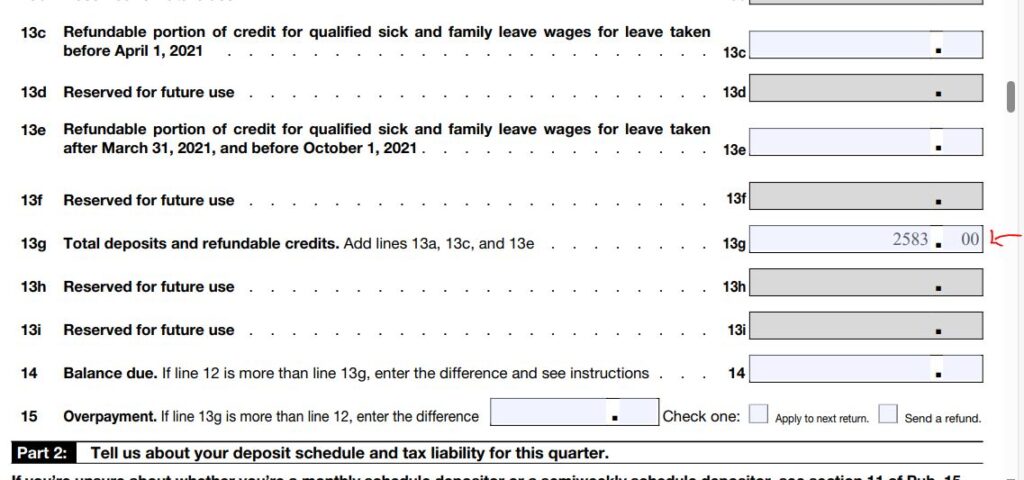 4-How to fill out form 941 for 2023 Q4 Part 1 Line 13 to 15