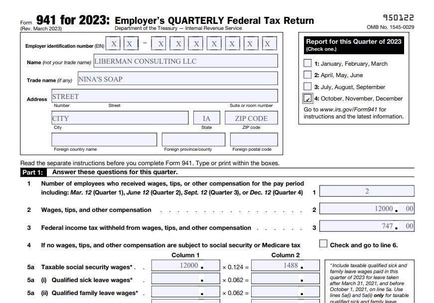How to file form 941 for 2023 quarter 4