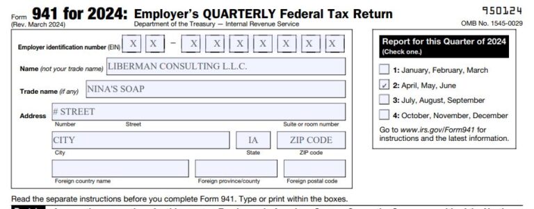How do I fill out 941 if no wages were paid in 2024 Q2 24 – Nina's Soap