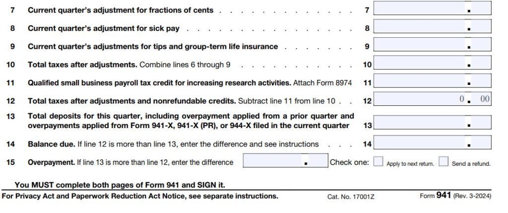 3-How do I fill out 941 if no wages were paid 2024 Q2 Ln 7 to Ln 15