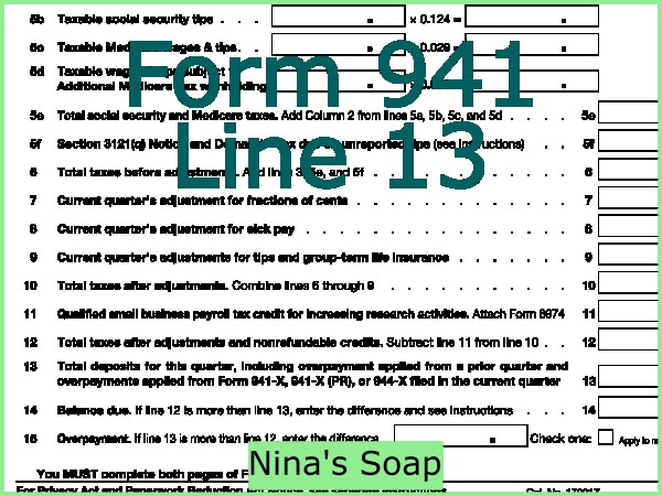 What deposit to mention on Line 13 Form 941